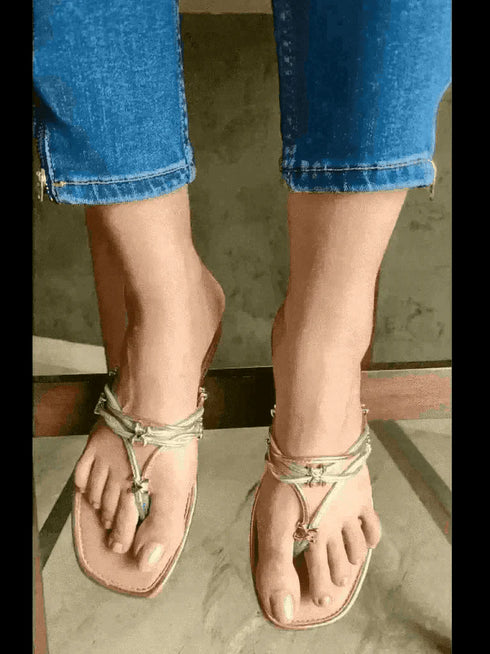 Golden Silver Metallic Flats - cunei